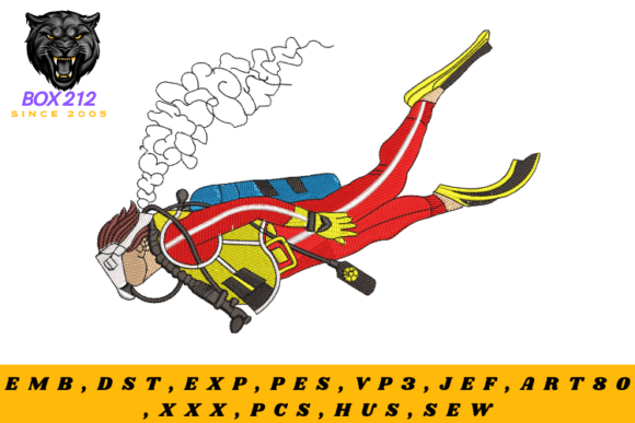 Download Diver Digital Embroidery Design - Sign Collection