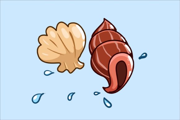 Download Cute Conch and Shellfish Cartoon - Premium Resources
